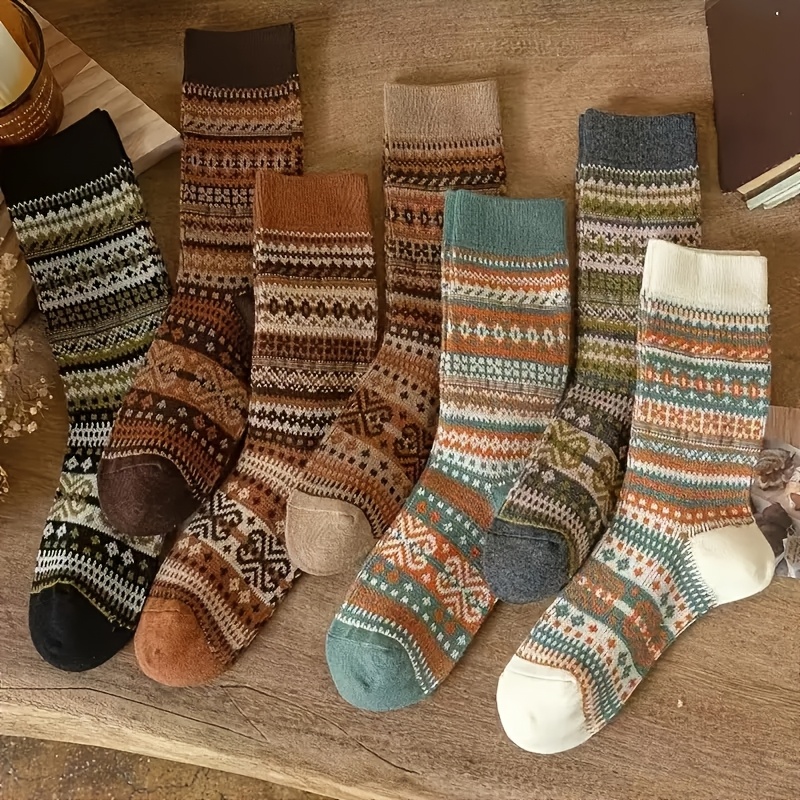 Winter Ethnic Fashion For Women - Meias retrô de meia panturrilha de