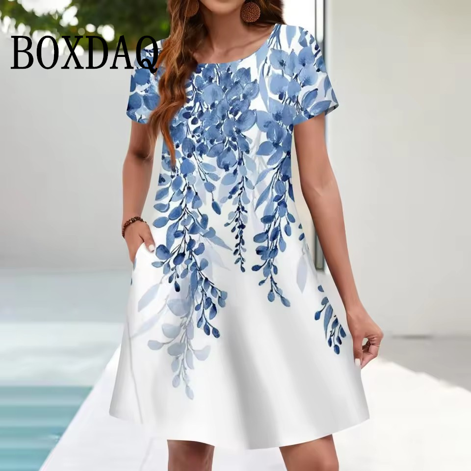 Ethnic Fashion Dress - Vestido de verão casual feminino bolsos