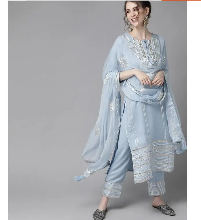 Salwar Kameez Set - Tradicional indiano punjabi bordado estilo étnico