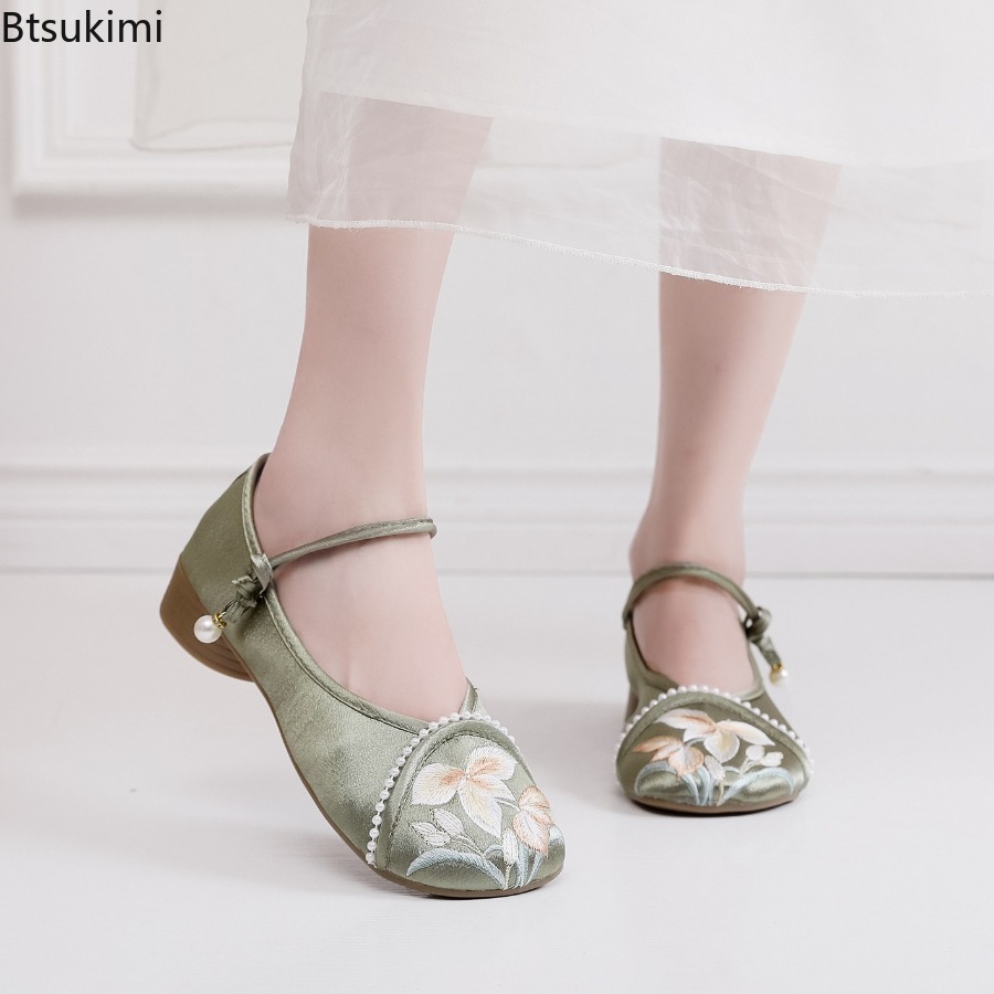 Ethnic Fashion For Women - Sapatos Femininos de Salto Baixo Estilo