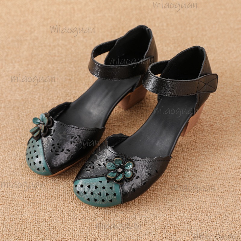 Ethnic Fashion For Women - Sandálias Gladiadoras Vazadas com Bico Coberto,