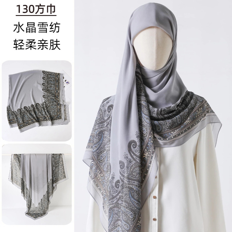 Go Ethnic Fashion - Lenço quadrado grande impresso gaze high-end