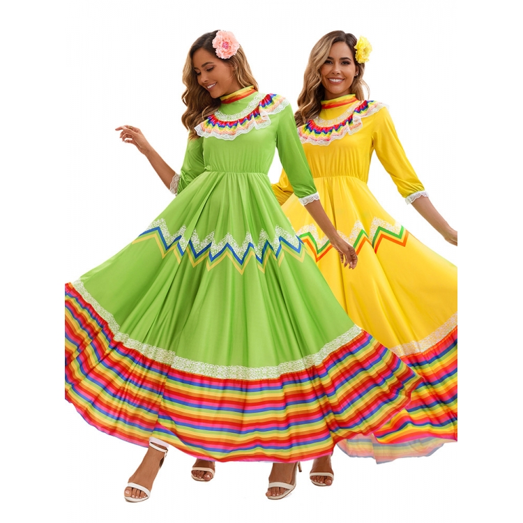 Ethnic Fashion Trends 2025 - Vestido de Dança Étnica Feminino com