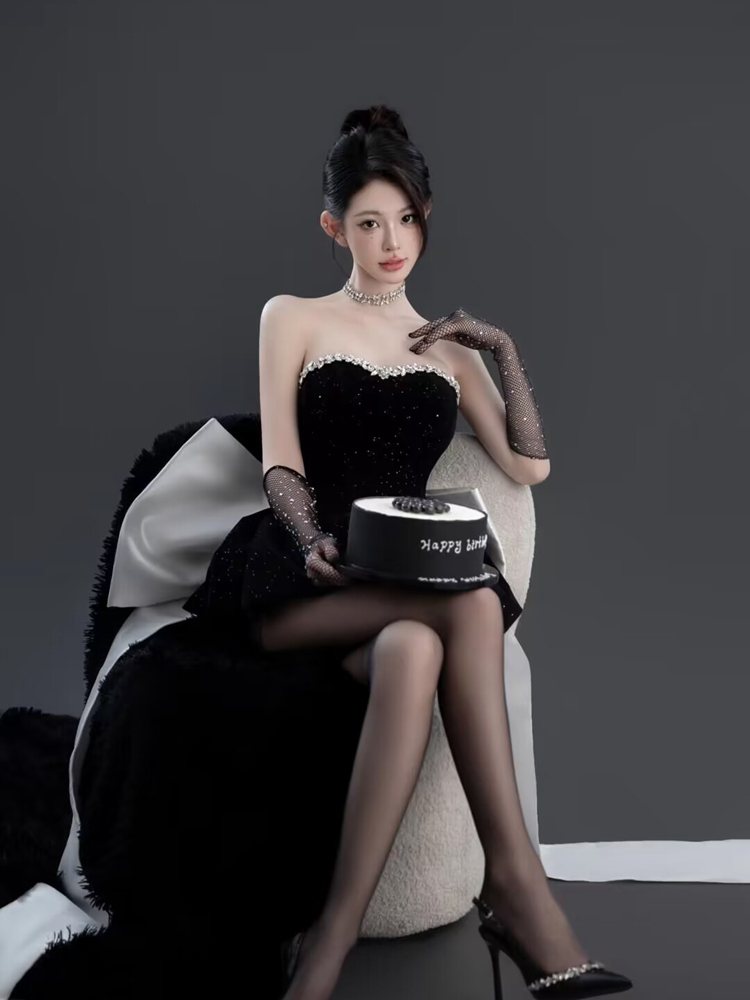 Ethnic Fashion Studio - Traje Elegante Preto para Fotografia de