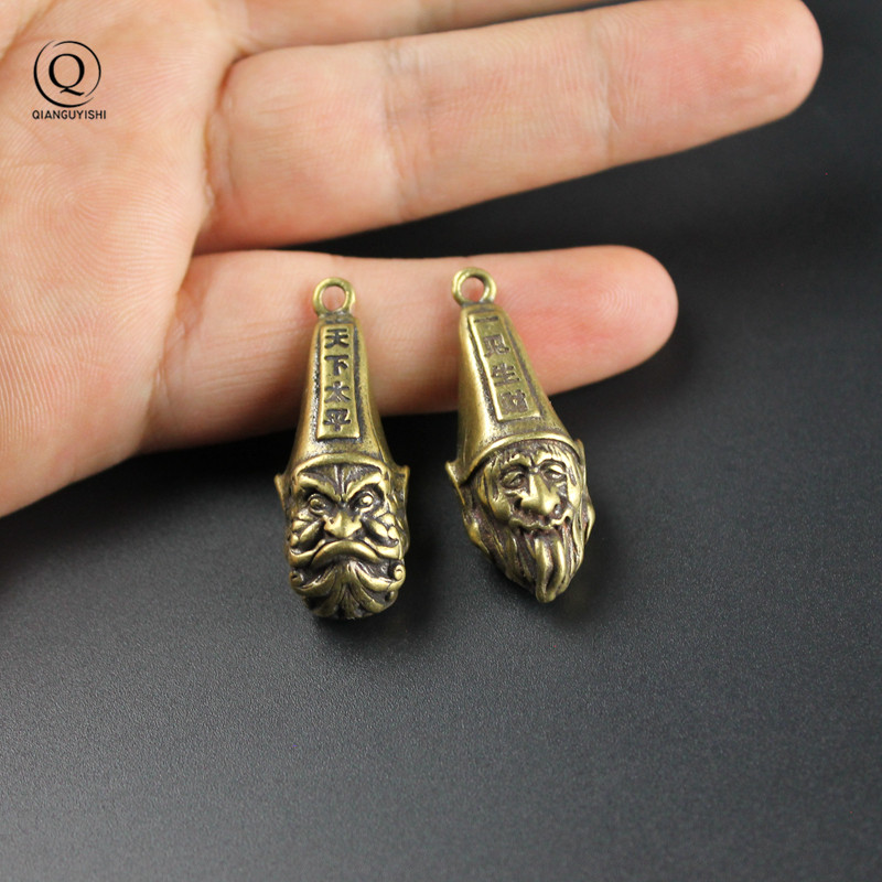 Ethnic Fashion World - Chaveiro vintage de bronze sólido, pingente