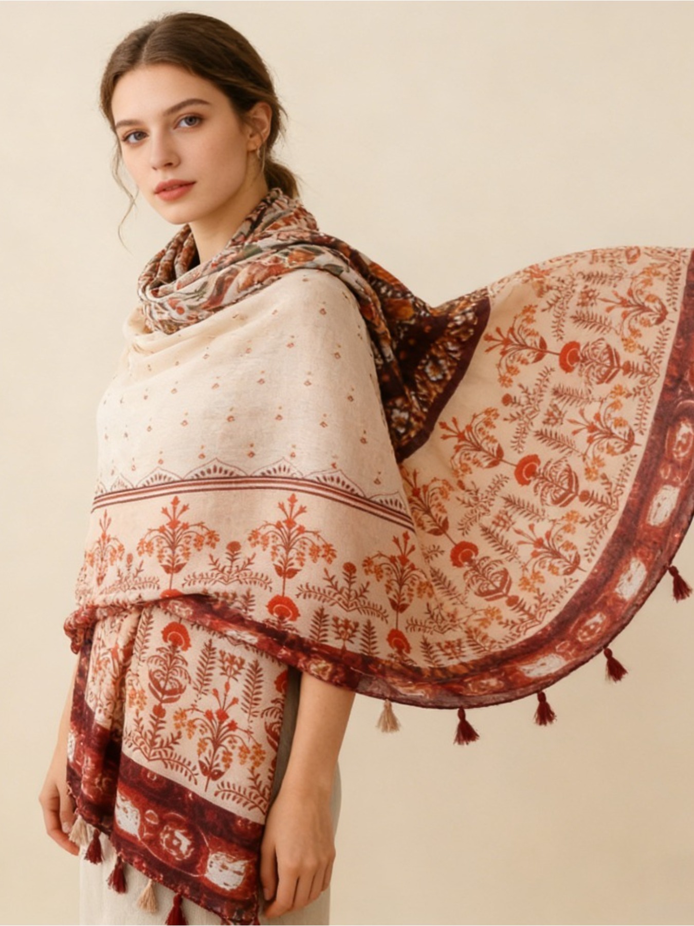 Lenço de seda floral fino esti - Go Ethnic Fashion avaliação e preço