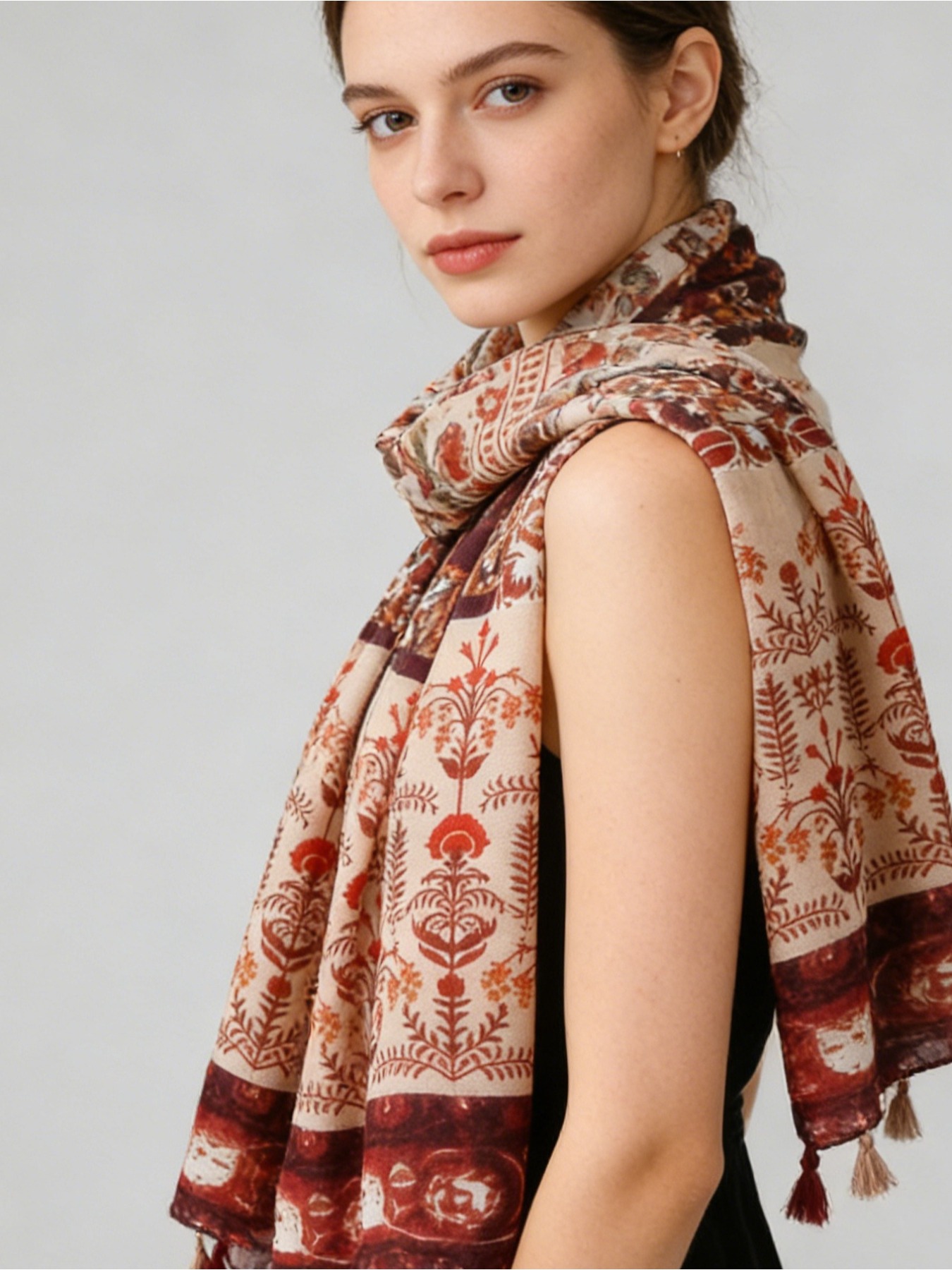 Lenço de seda floral fino esti - Go Ethnic Fashion avaliação e preço