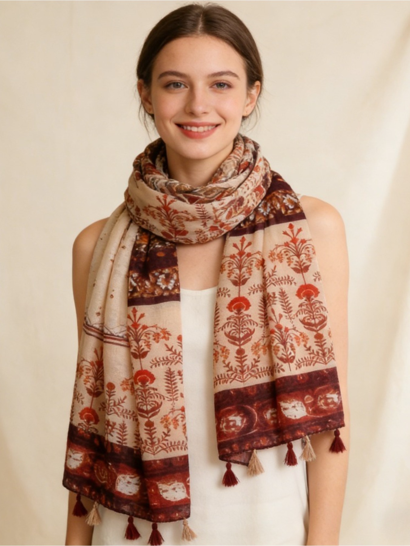 Lenço de seda floral fino esti - Go Ethnic Fashion avaliação e preço