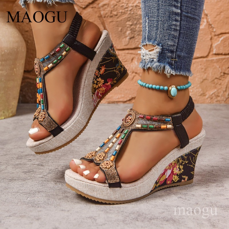 Sandálias Anabela Boho com Miç - Ethnic Fashion For Women avaliação e preço