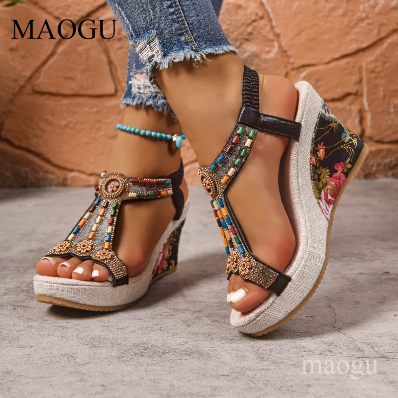 Sandálias Anabela Boho com Miç - Ethnic Fashion For Women avaliação e preço