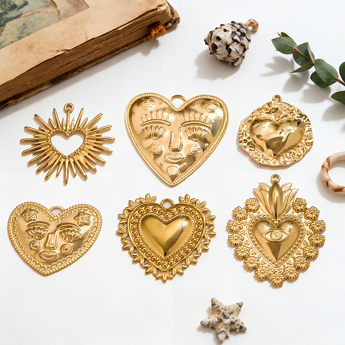 5 Peças de Pingentes de Coraçã - Ethnic Fashion Jewellery avaliação e preço