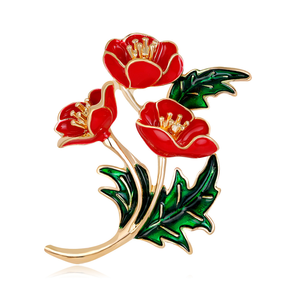 Broche de flor de papoula verm - Ethnic Fashion Uk avaliação e preço