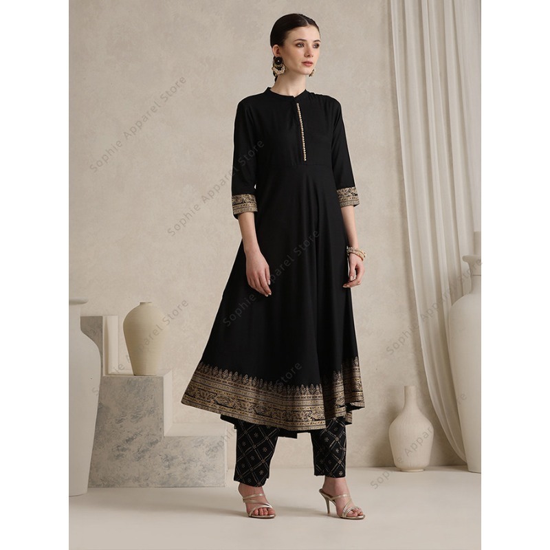 Elegante preto indiano salwar  - Salwar Kameez Set avaliação e preço
