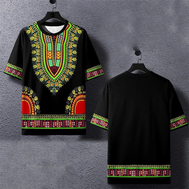 Harajuku masculino impresso em - Dashiki Shirt Men avaliação e preço